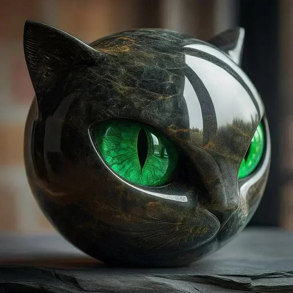 NyxCharm – Mystical Black Cat Head Sculpture