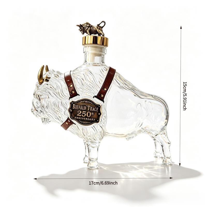Hand Blown Borosilicate Glas Bison Whisky Flaska 350ML