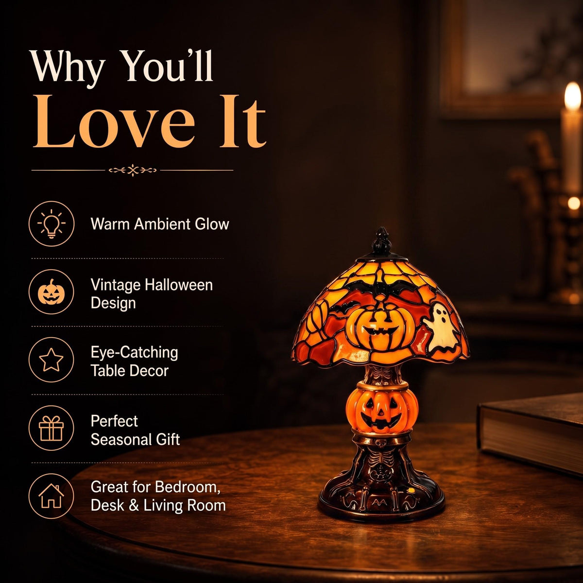 TIFFANY HAUNTED PUMPKIN LAMP