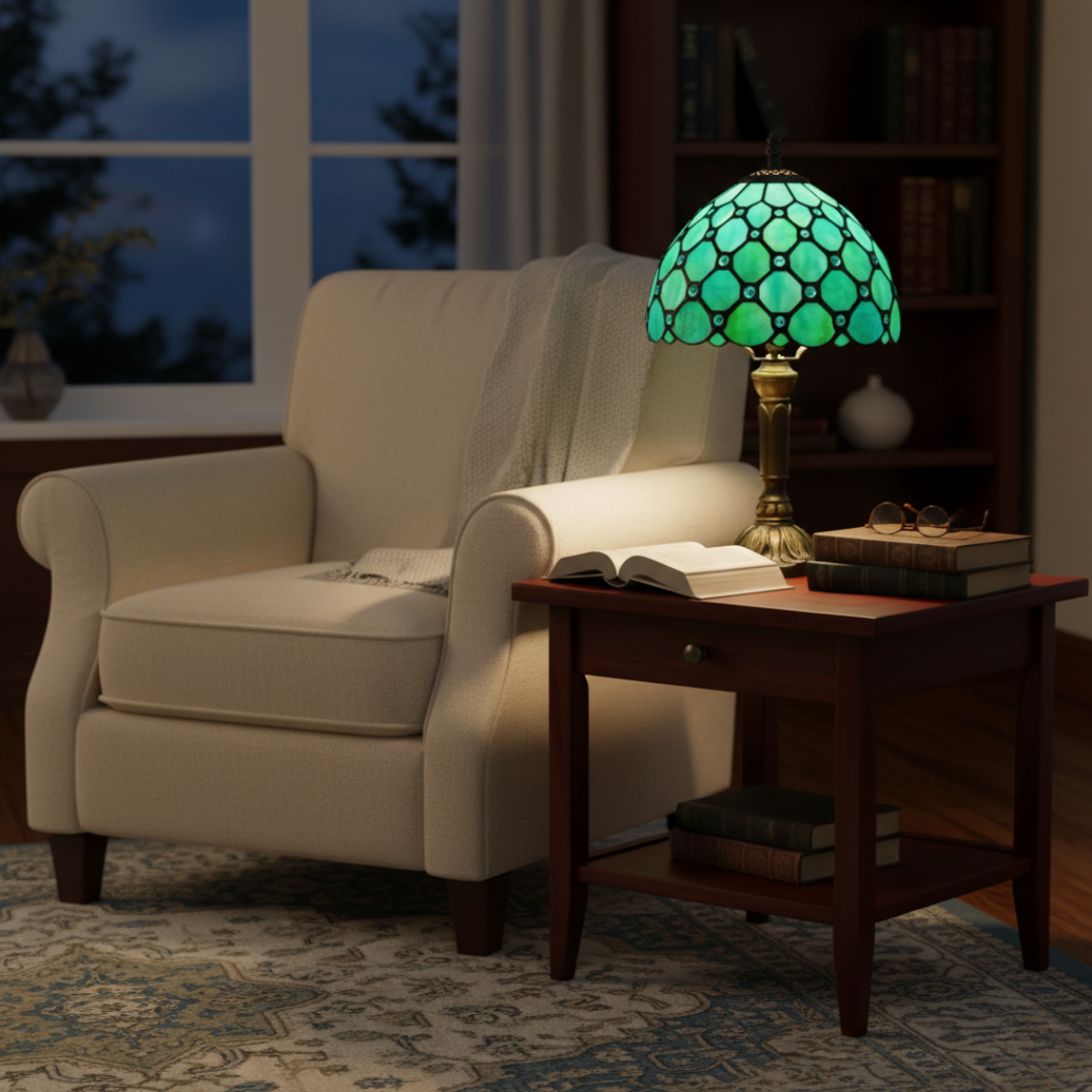 GLASORA | KLASSISK TIFFANY-LAMPA I MÅLAT GLAS