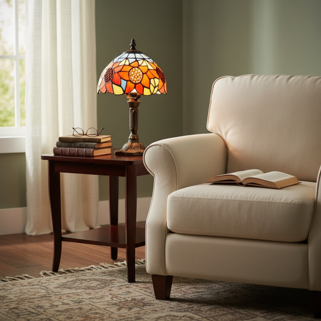 SOLELIA | VINTAGE TIFFANY-LAMPA I SOLROSGLAS