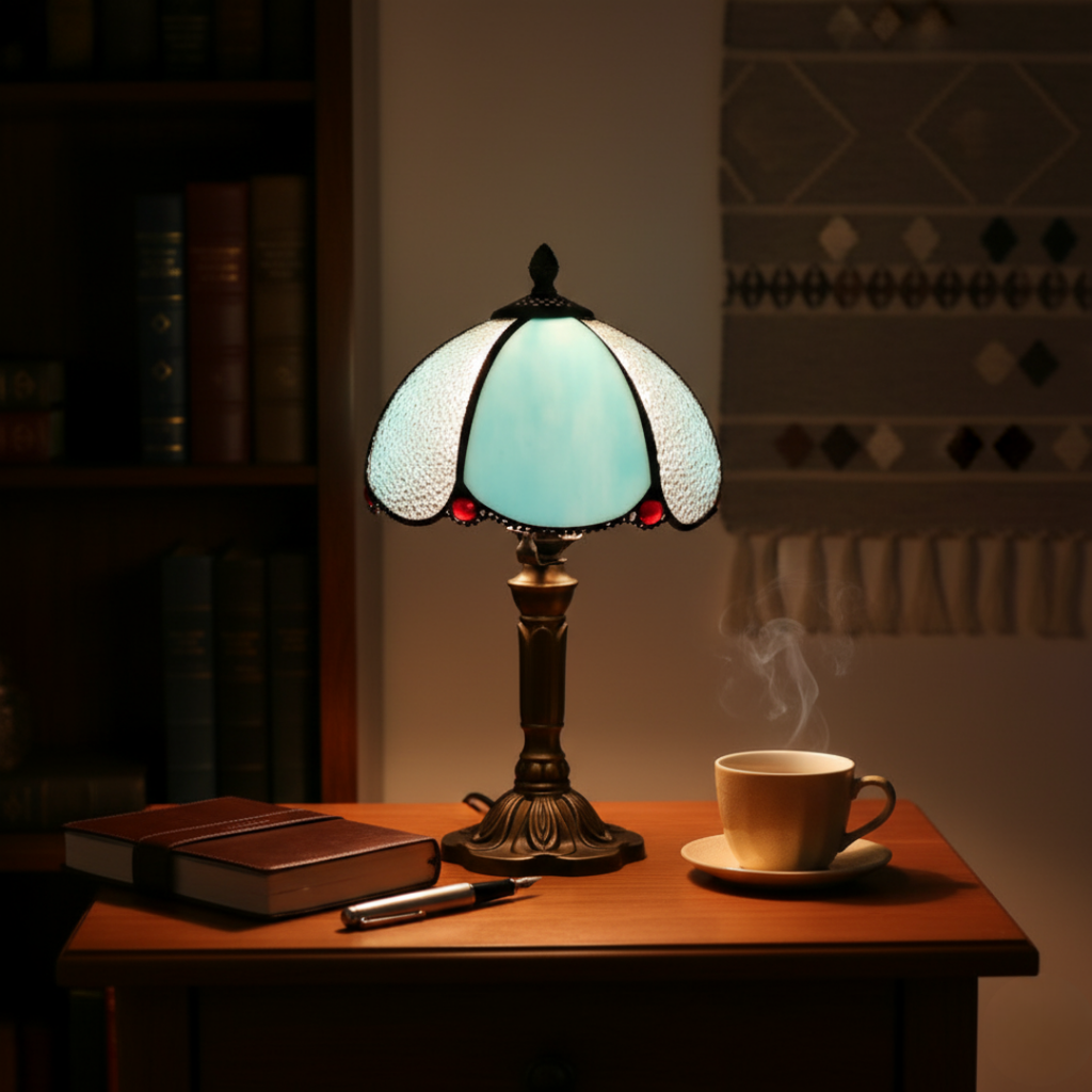 AZURIA | LYXIG TIFFANY-LAMPA I BLÅTT GLAS
