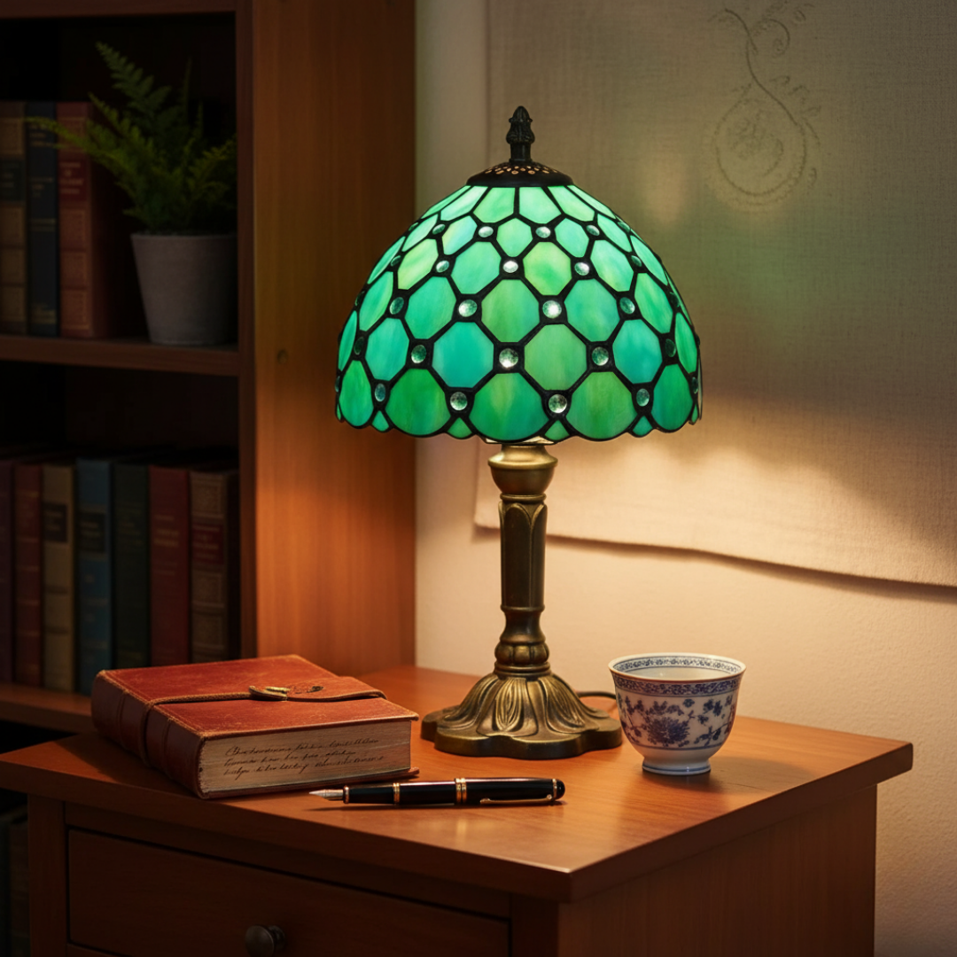 GLASORA | KLASSISK TIFFANY-LAMPA I MÅLAT GLAS