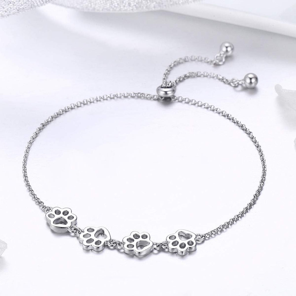 Justerbart armband i sterlingsilver med hundtassar