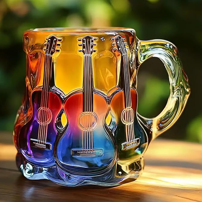 Handmade Mug with 3D Guitar Design