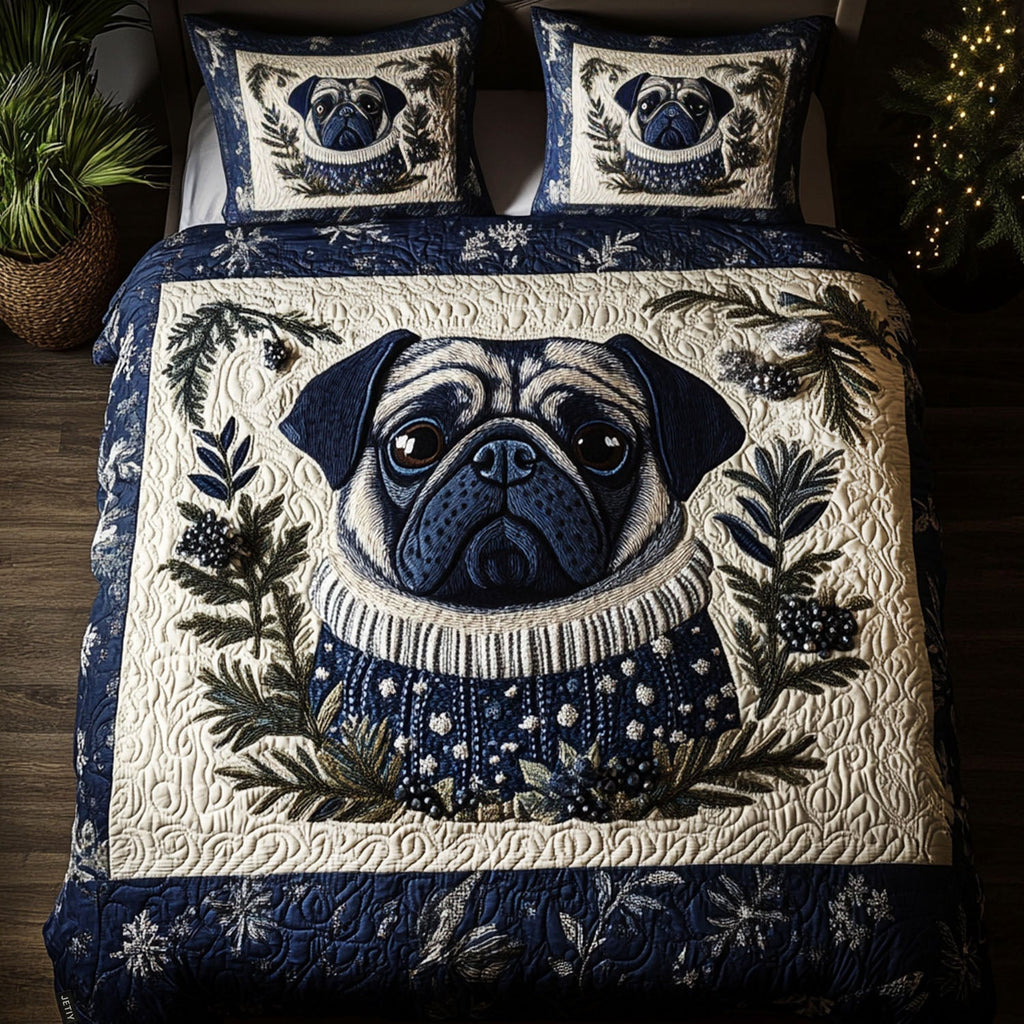 Arctic Pug 3-Piece Bedding Set
