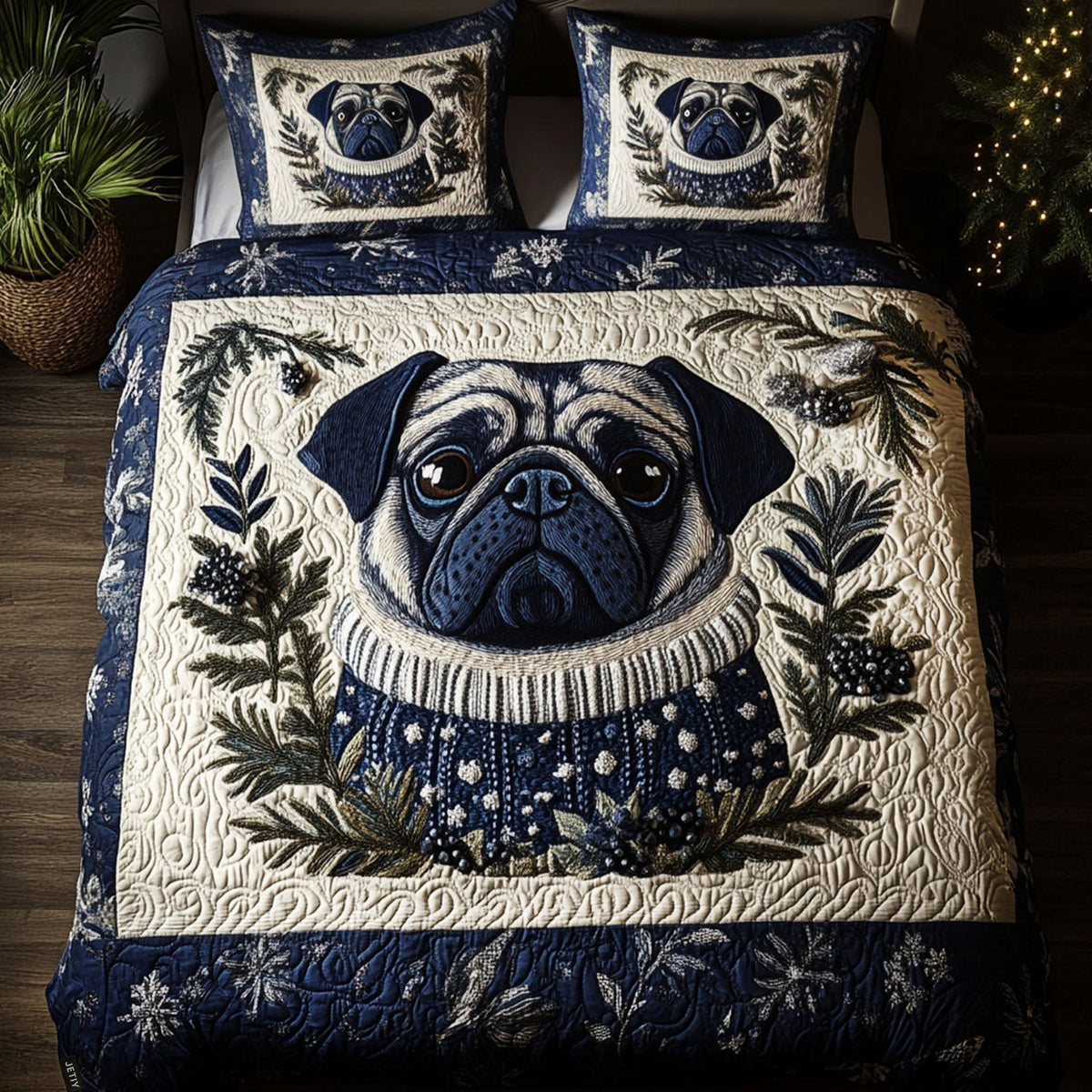 Arctic Pug 3-Piece Bedding Set