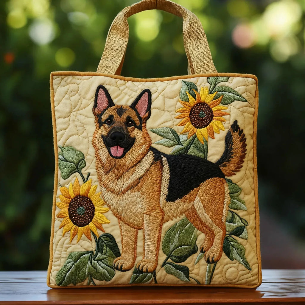 Blommig-Patterned German Shepherd Tote