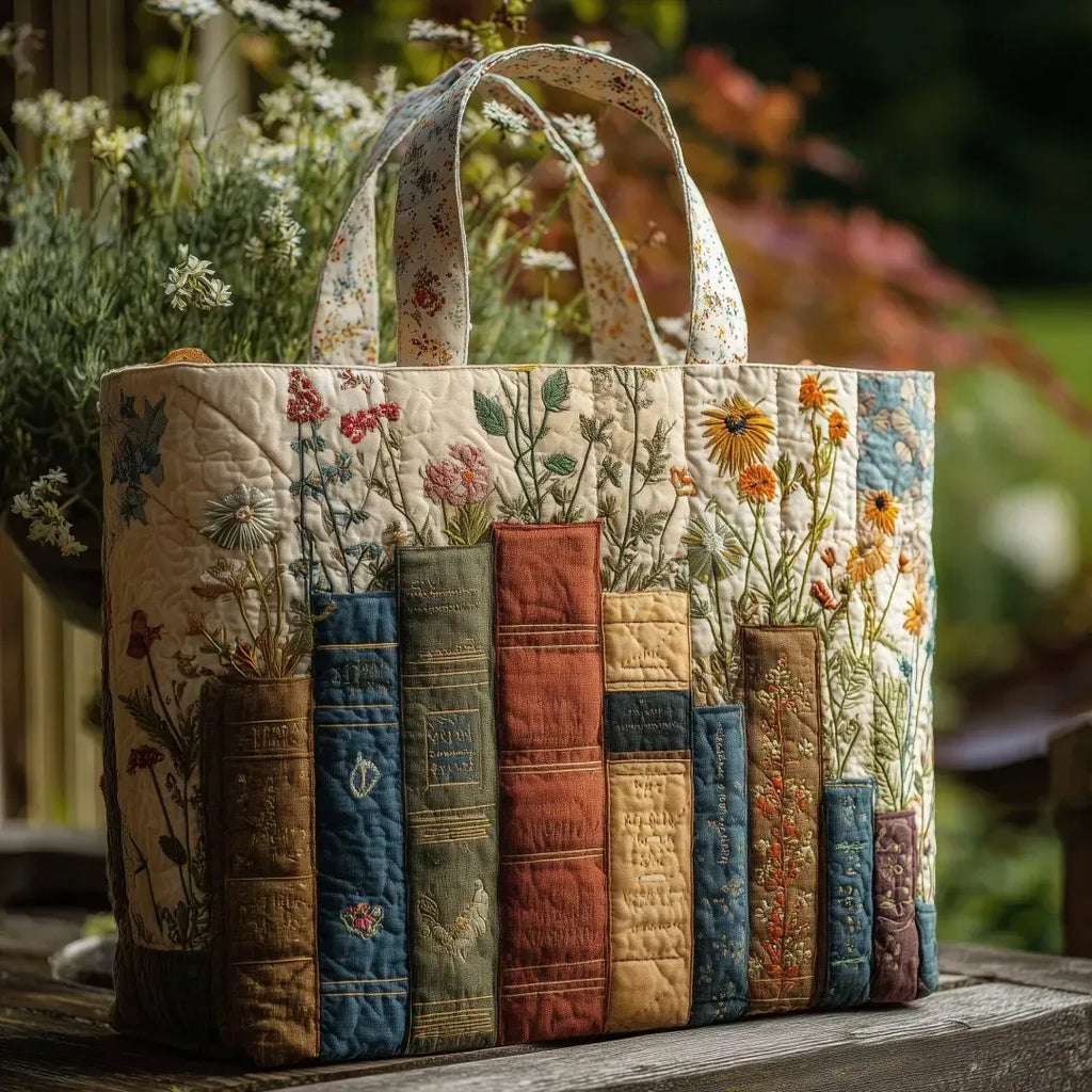 Böcker and Blooms Quiltad tygkasse