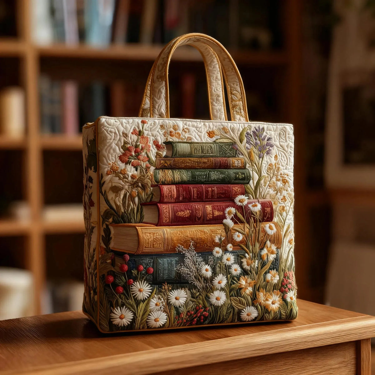 Blommig Scroll Quiltad tygkasse – Artistic Design