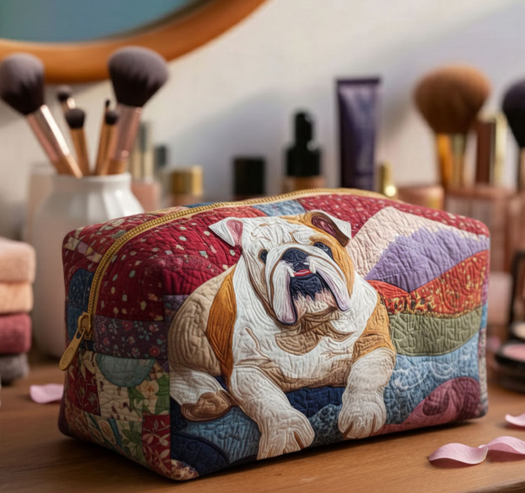 Bulldog Cuddle Quiltad sminkväska