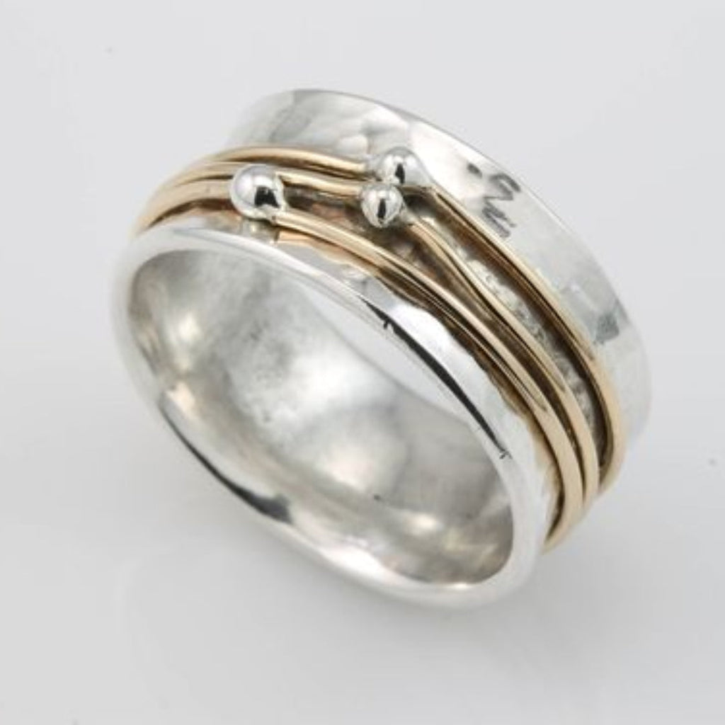 Shine – vintageinspirerad silverfärgad ring med gulddetaljer