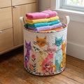 Cheerful Cat Patch Laundry Basket