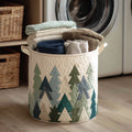 Christmas Green Trees Laundry Basket