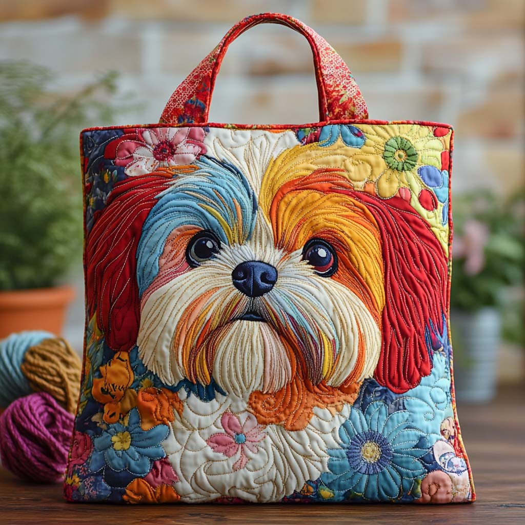 Blommig Shih Tzu Tygkasse