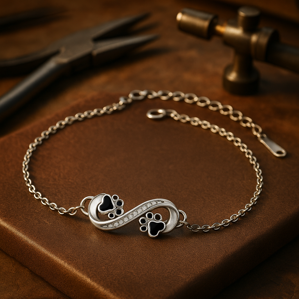 Armband med evighetssymbol, tassberlock och zirkonia