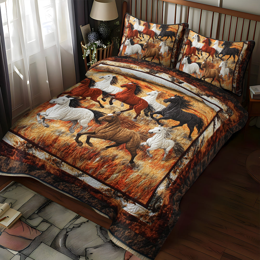 Native American Horse – quiltat sängöverkast, 3 delar