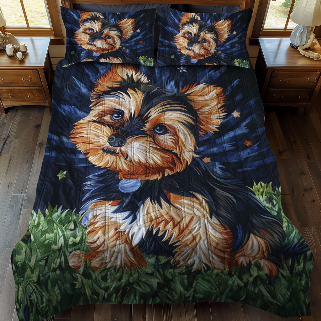 Starry Yorkie 3-Piece Bedding Set