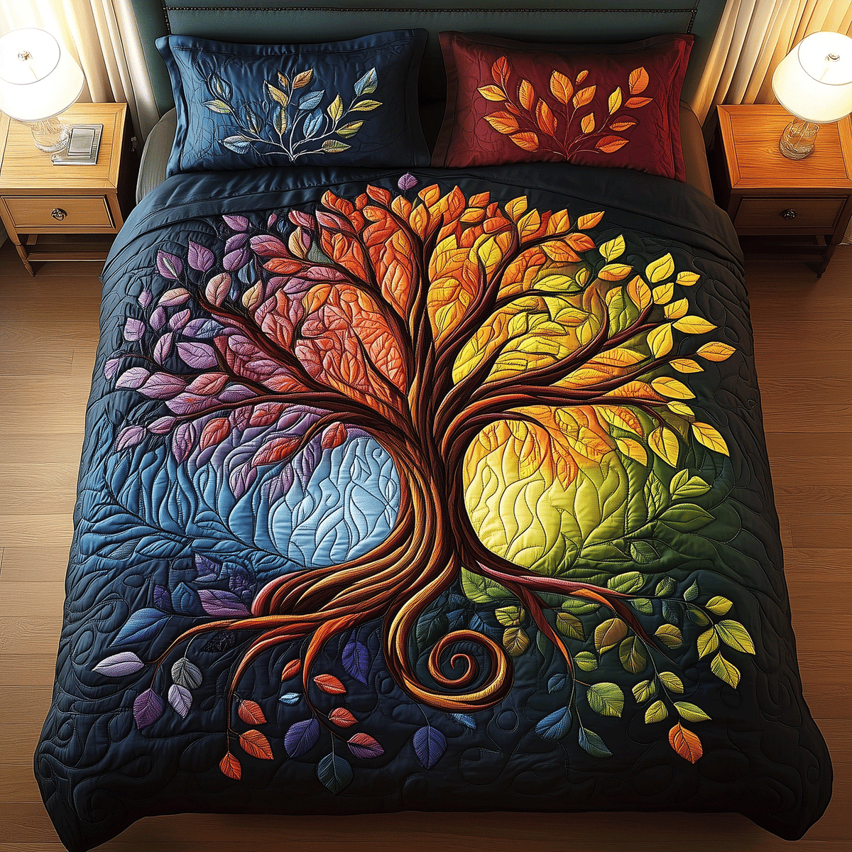 Tree of Harmony – quiltat sängöverkast, 3 delar