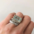 Vintageinspirerat ringset i silverton med turkost glas