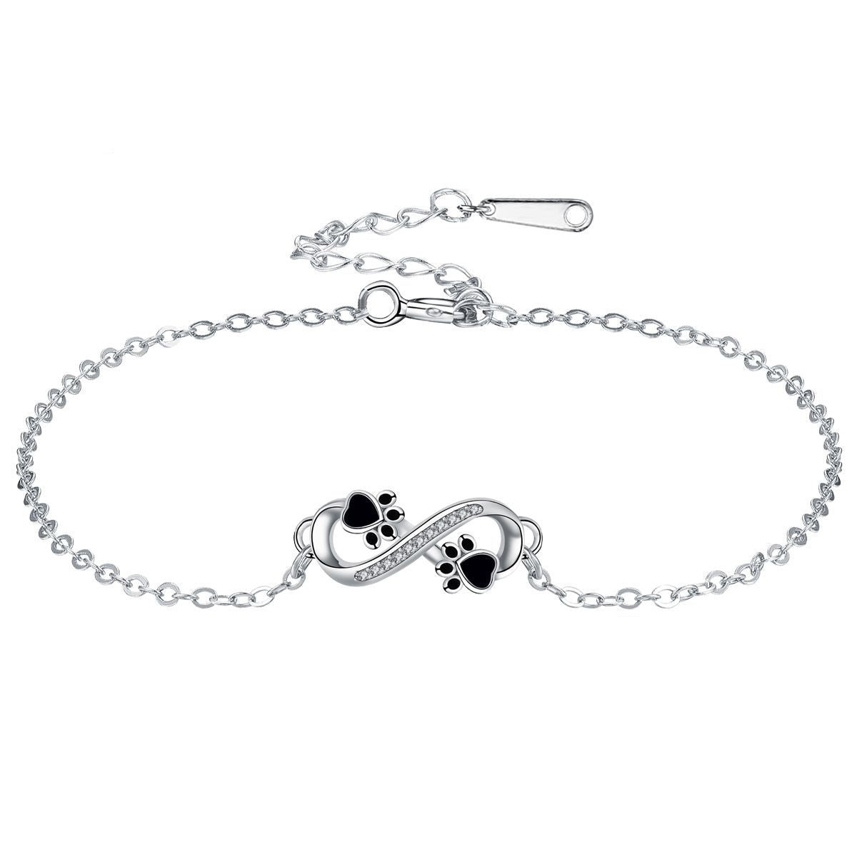 Armband med evighetssymbol, tassberlock och zirkonia