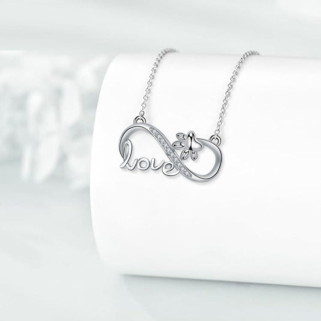 För alltid förenade – silverfärgat halsband med tass och evighetssymbol