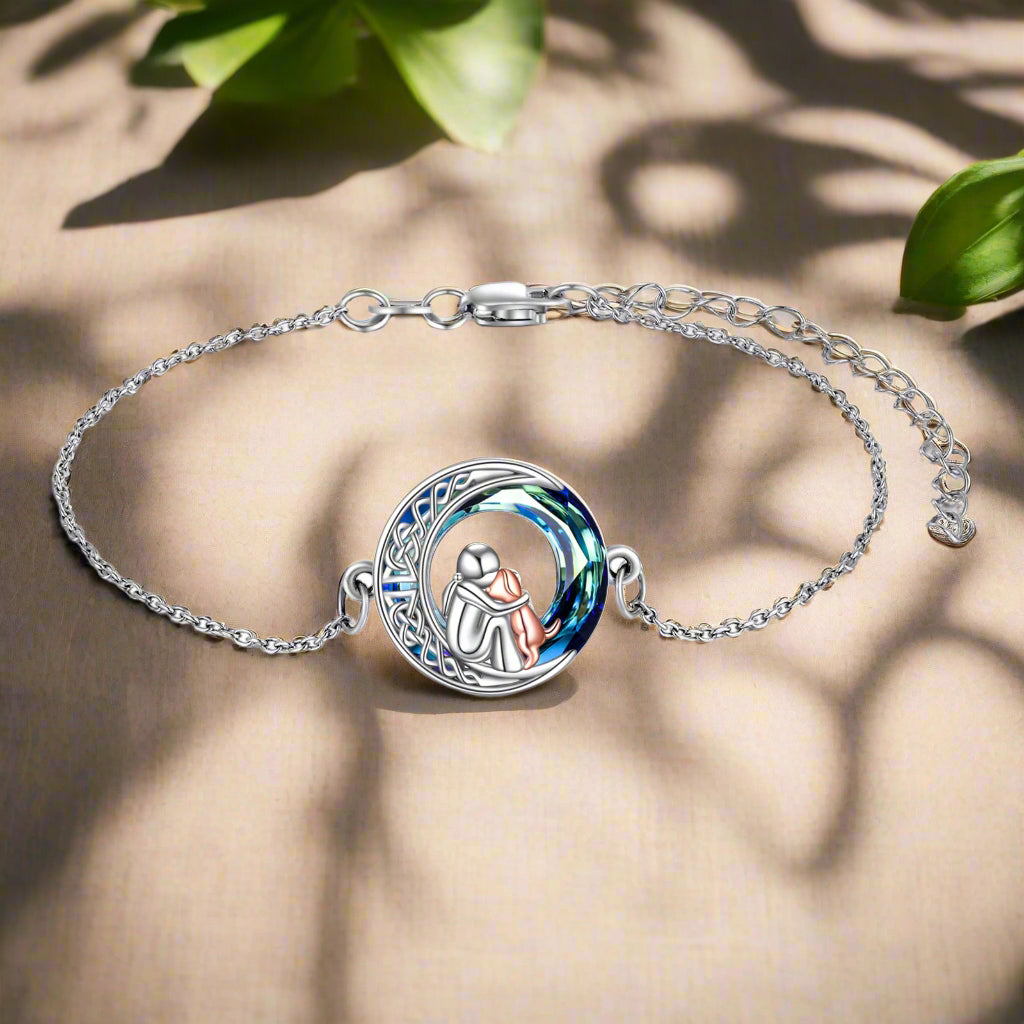 Justerbart lyckobringande armband i sterlingsilver med hundmotiv