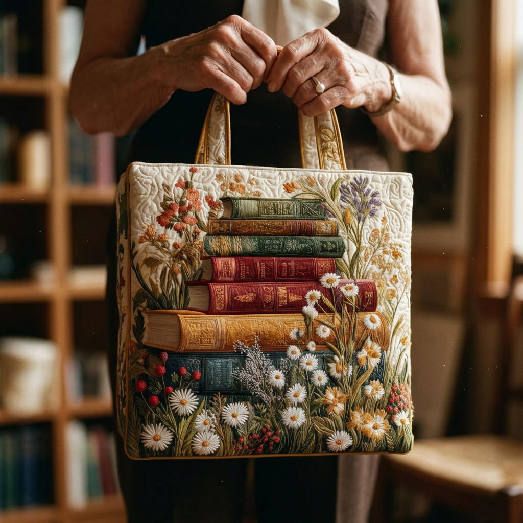 Blommig Scroll Quiltad tygkasse - Artistic Design