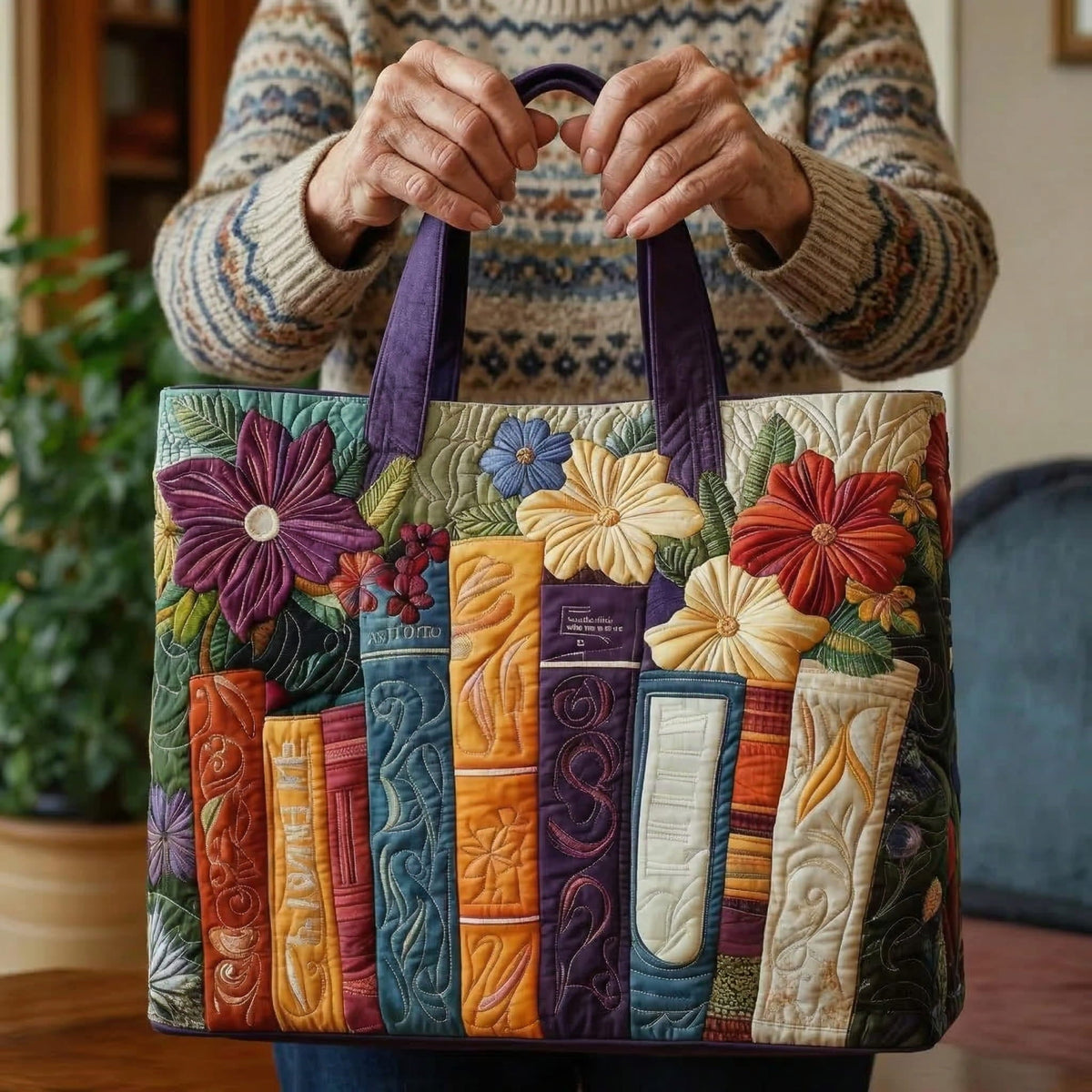 Bok Lovers' Quiltad tygkasse