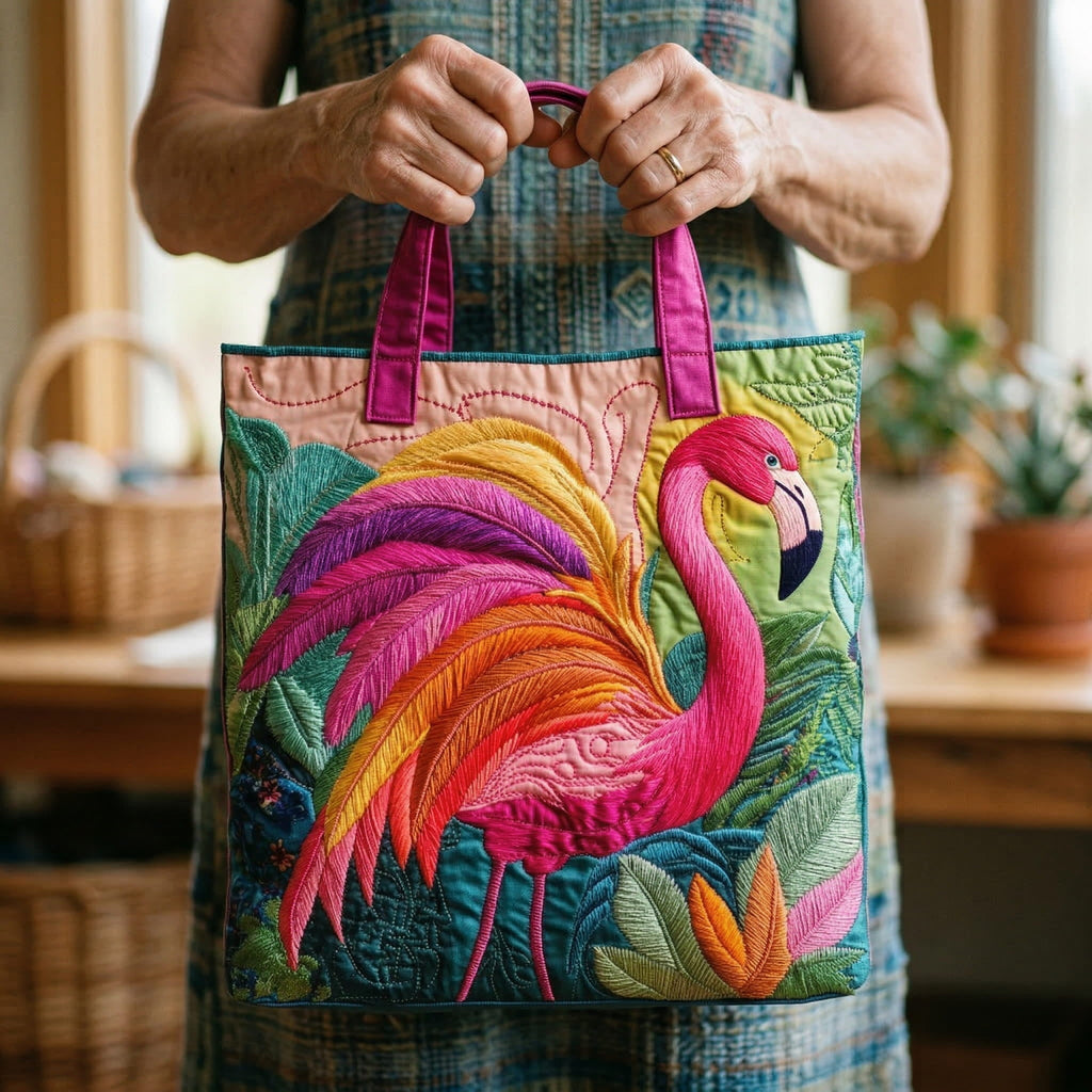 Rainbow Flamingo Padded Tygkasse