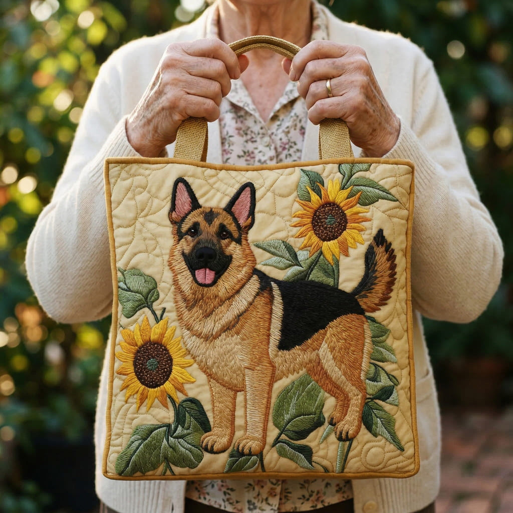 Blommig-Patterned German Shepherd Tote