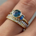 Sarah – vintageinspirerat ringset i guldton och blått